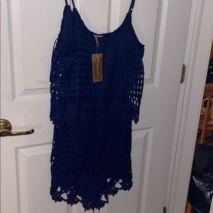 Francesca’s royal blue lace romper